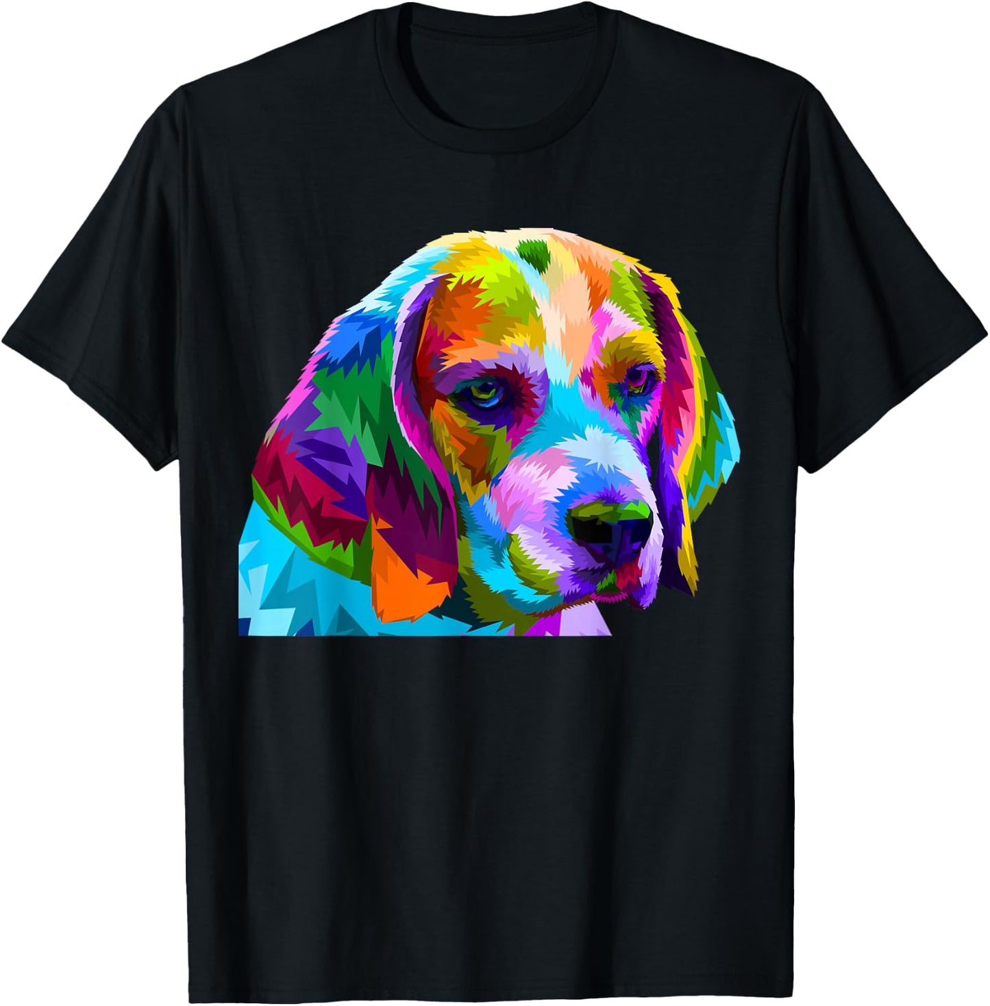 Beagle in Colorful Pop Art Design for Dog Owners T-Shirt - T-Shirt | Black