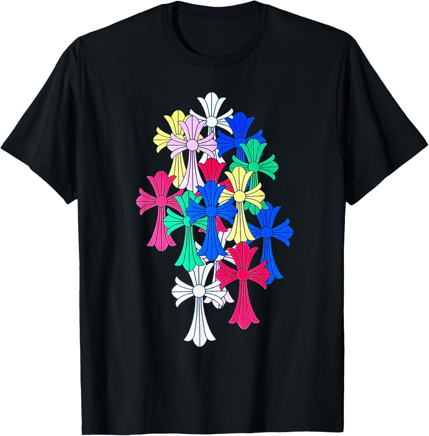 Hearts Multicolor Cross Cemetery T-Shirt - T-Shirt | Black