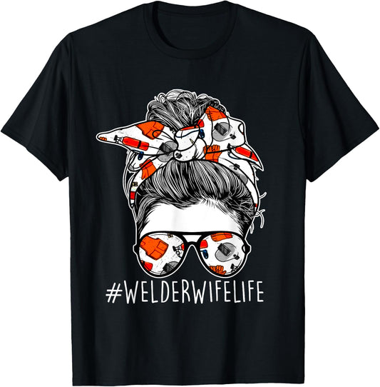 Welder Wife Life - Women Welding Steel Worker Construction T-Shirt - T-Shirt | Black