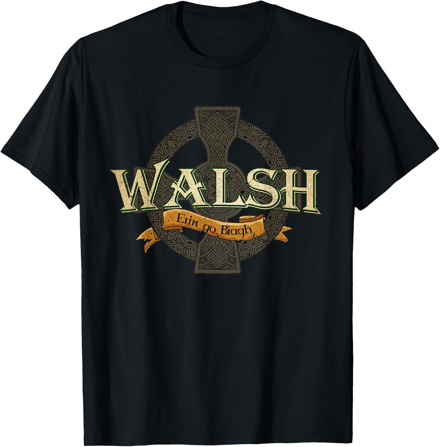 Walsh Irish Surname Walsh Irish Family Name Celtic Cross T-Shirt - T-Shirt | Black