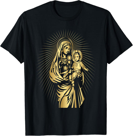 Holy Mother Mary Mother of Jesus Vintage Catholic Art Women T-Shirt - T-Shirt | Black