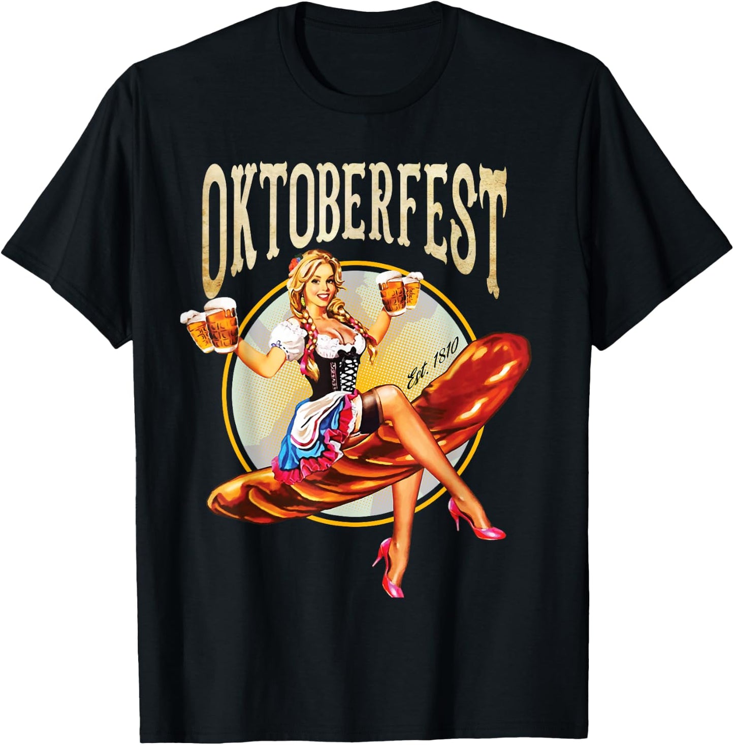 Oktoberfest Costume Vintage Bavarian German Beer Wurst T-Shirt - T-Shirt | Black