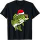 Bass Fishing Christmas Pajama Fish Santa Fisherman Angler T-Shirt - T-Shirt | Black