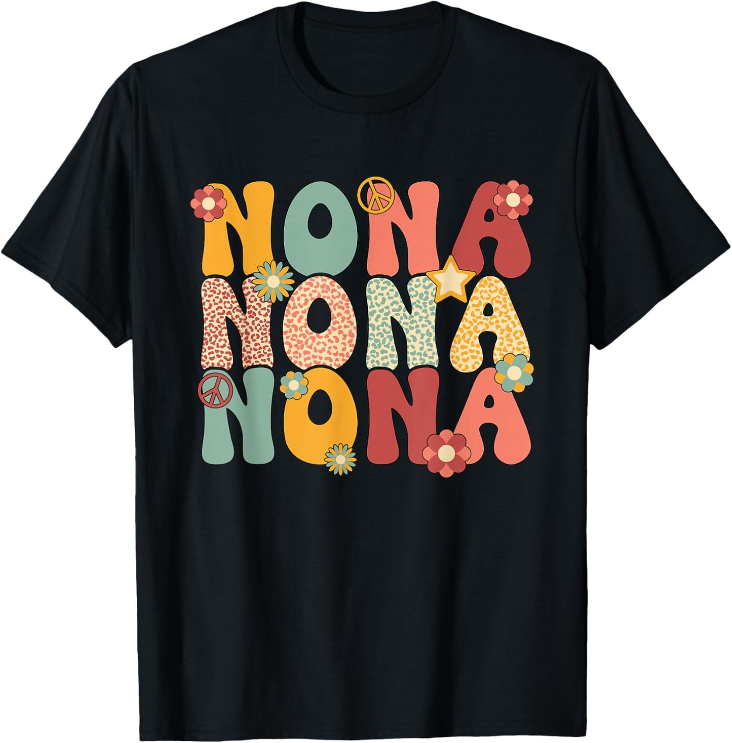 Nona Grandma Groovy Nona Grandmother T-Shirt - T-Shirt | Black
