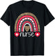Women Nurse Nurses Week Rainbow Leopard School Nurse Day T-Shirt - T-Shirt | Black