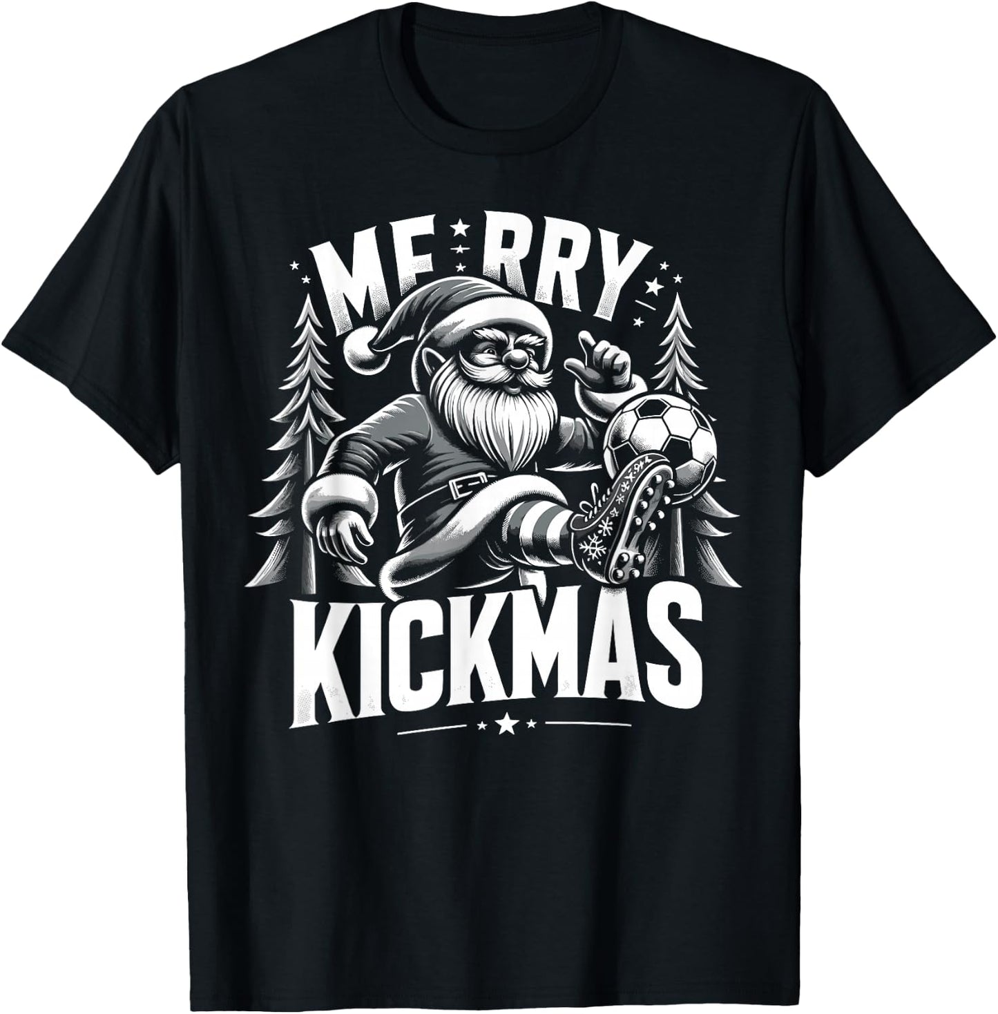 Soccer Gnome Merry Kickmas, Soccer Christmas T-Shirt - T-Shirt | Black