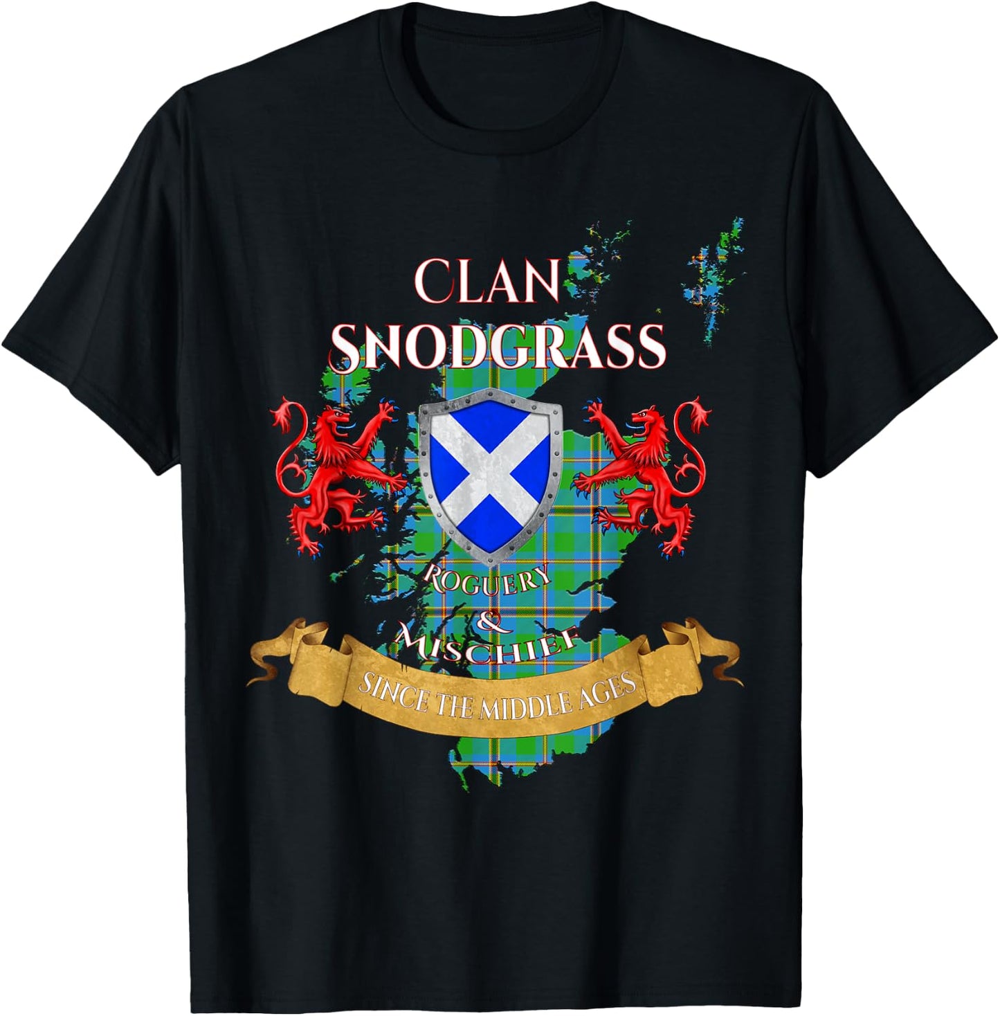 Snodgrass Scottish Family Clan Middle Ages Mischief T-Shirt - T-Shirt | Black