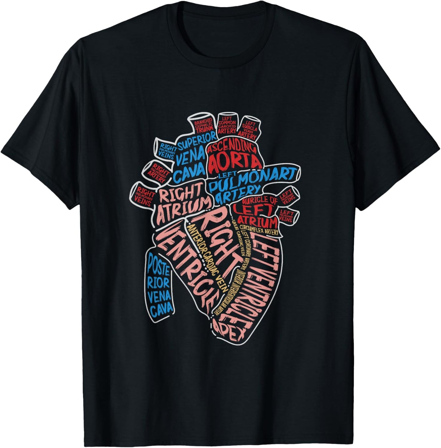 Anatomical Human Heart Cardiology Medical Cardiac Nurse T-Shirt - T-Shirt | Black