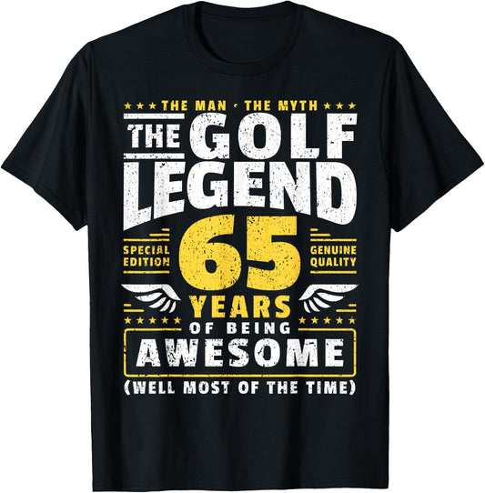 65th Birthday Golf Player 65 Years Old Golfer T-Shirt - T-Shirt | Black