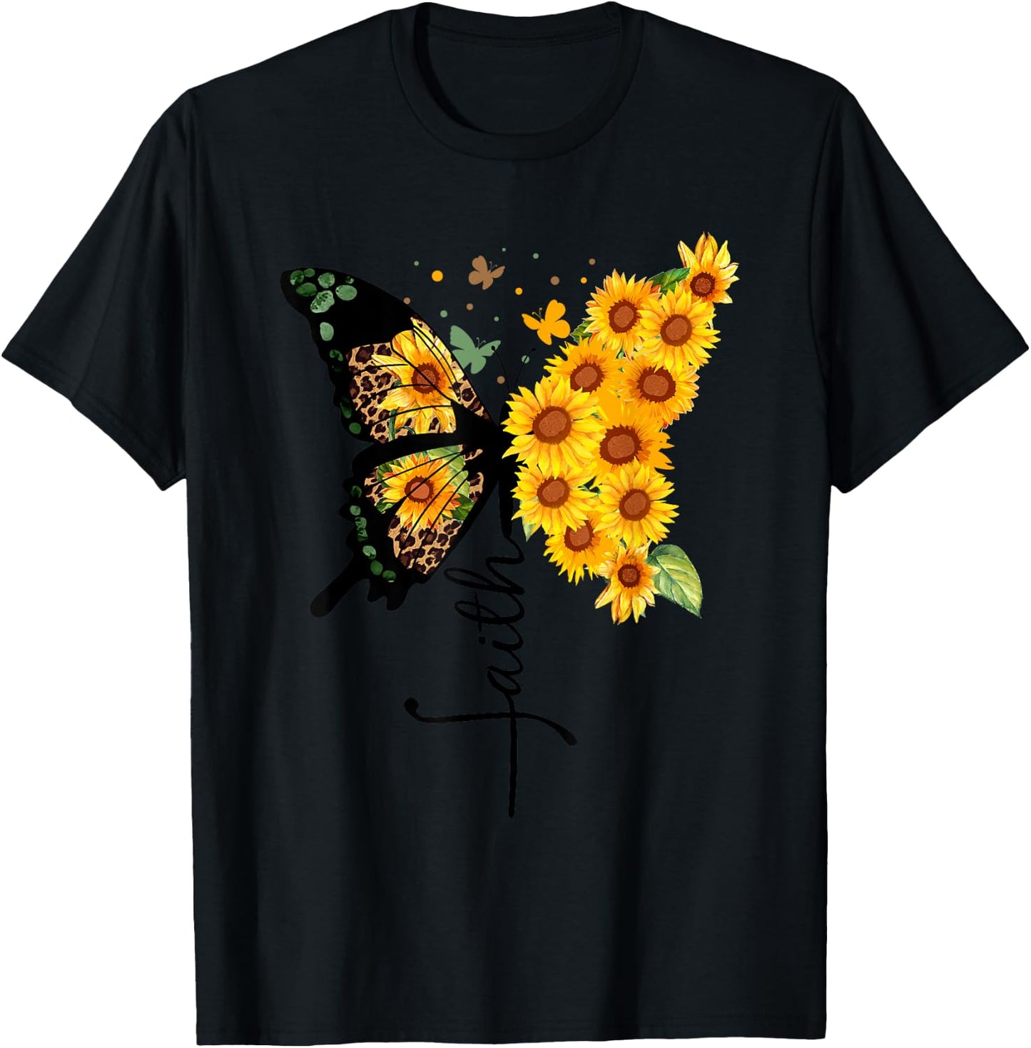 Butterfly Sunflower faith Nature Women T-Shirt - T-Shirt | Black