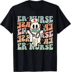 Groovy Emergency Room Nurse Funny Halloween Costume ER Nurse T-Shirt - T-Shirt | Black