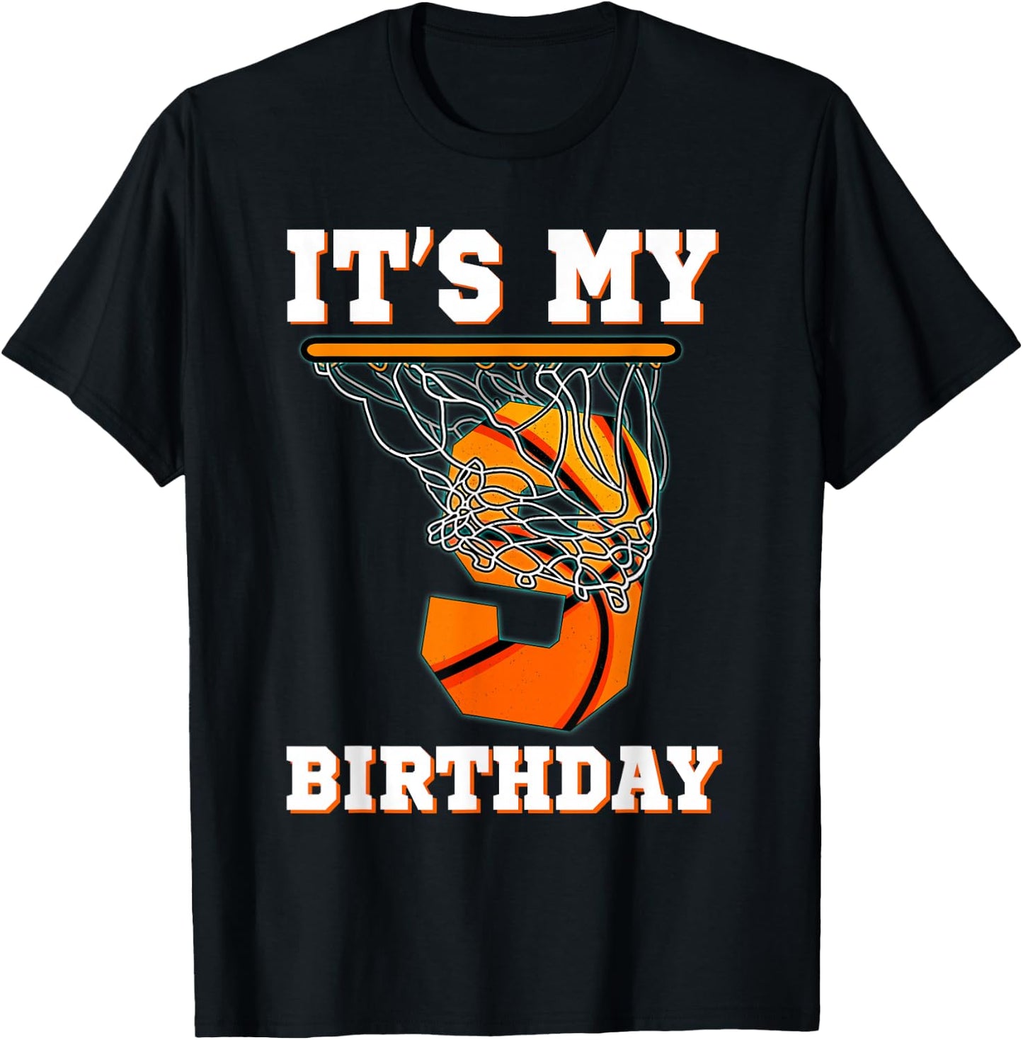 It's My 9th Birthday Basketball Boy Party 9 Years Old T-Shirt - T-Shirt | Black