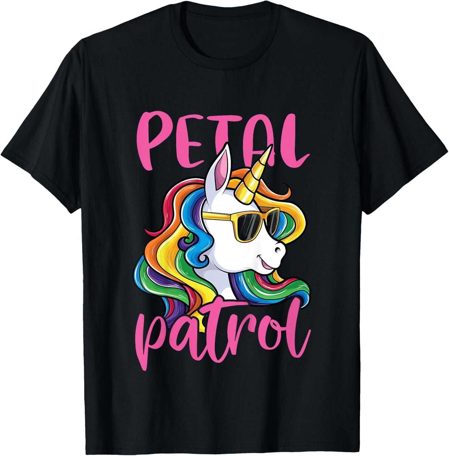 Flower Girl Shirt Girls Kids Wedding Unicorn Petal Patrol T-Shirt - T-Shirt | Black