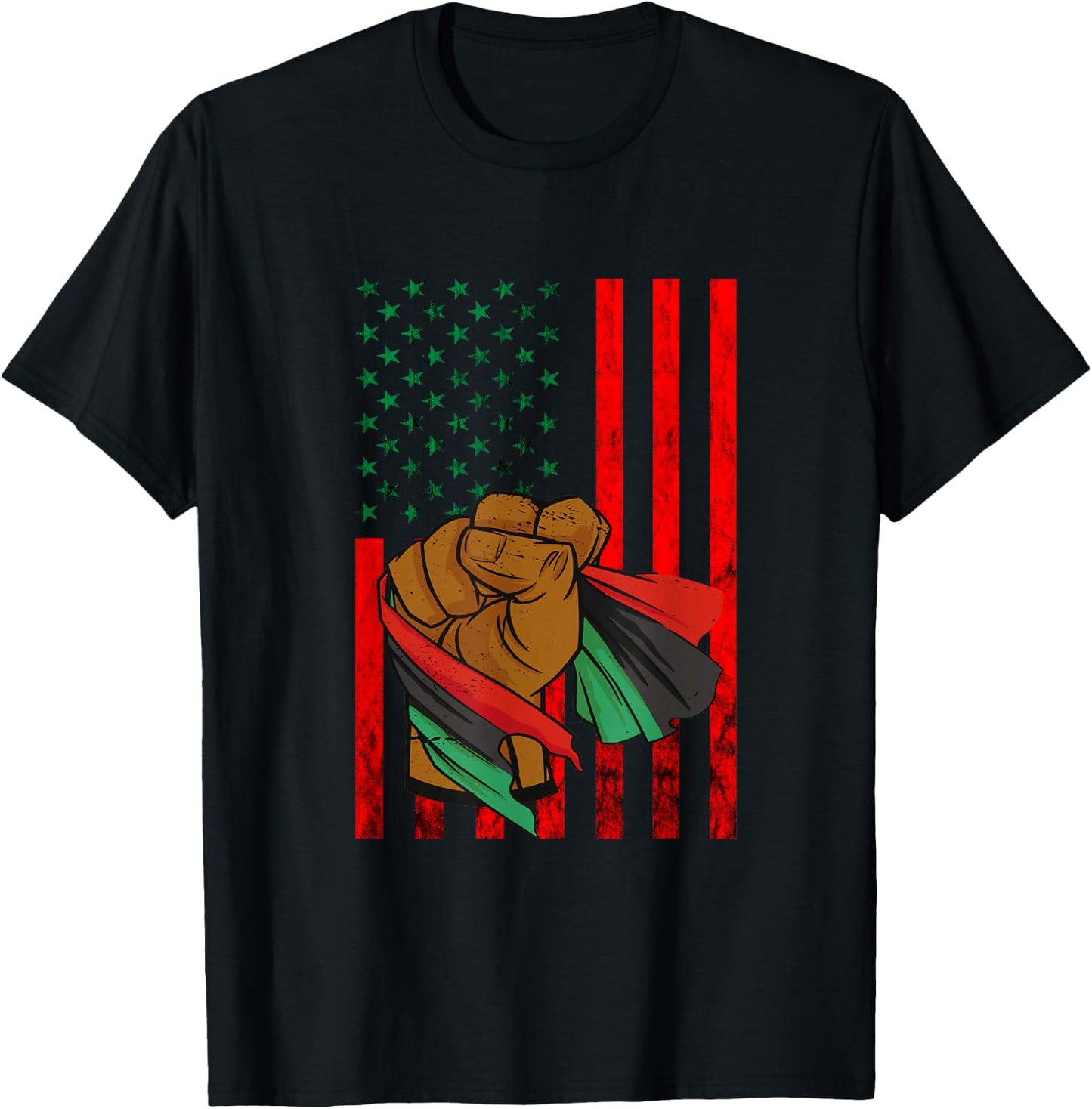 Afro-American Black Liberation Flag Pan African UNIA Flag T-Shirt - T-Shirt | Black