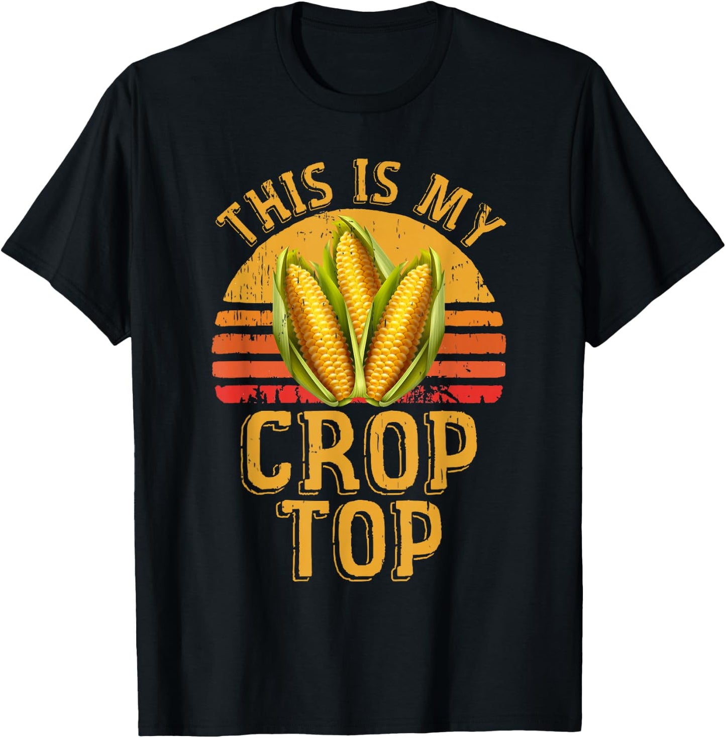This Is My Crop Top Funny Farmer Farming Corn Lover Retro T-Shirt - T-Shirt | Black