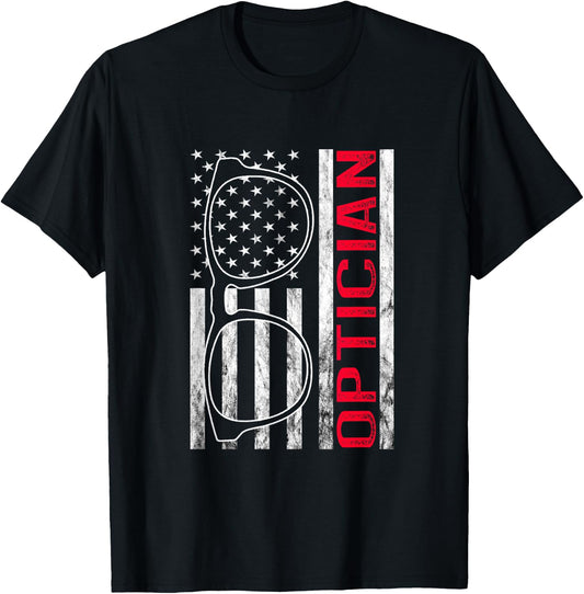 Optician America USA Optometrist Eye Doctor Eye Glasses T-Shirt - T-Shirt | Black