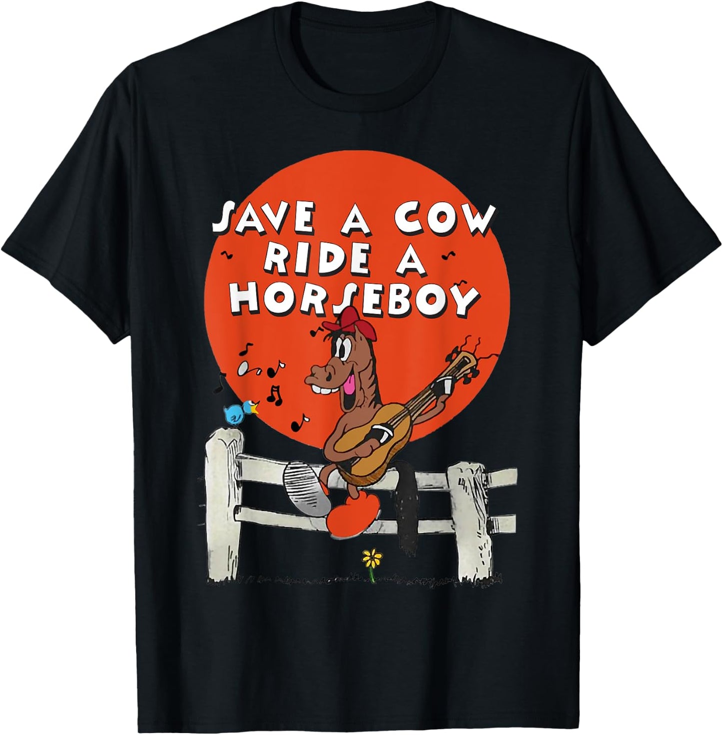 Save A Cow Ride A Horseboy T-Shirt - T-Shirt | Black
