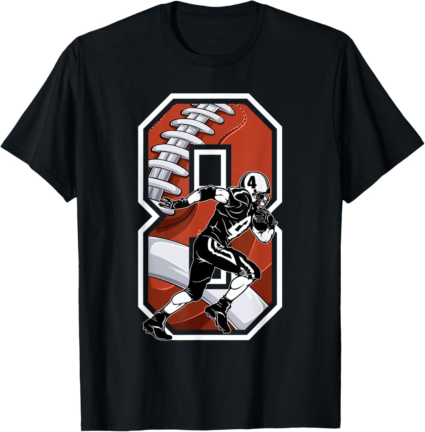 I'm 8 Years Old Football Player 8th Birthday Boys Kids T-Shirt - T-Shirt | Black