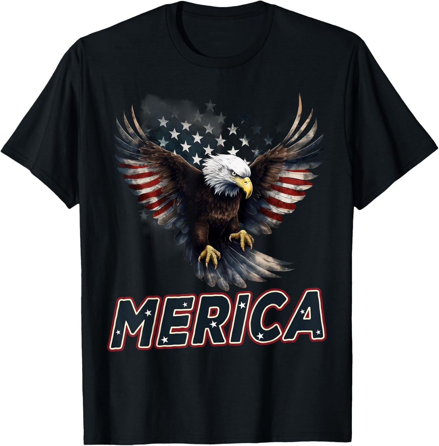 USA American Flag Patriotic Eagle 4th of July T-Shirt - T-Shirt | Black
