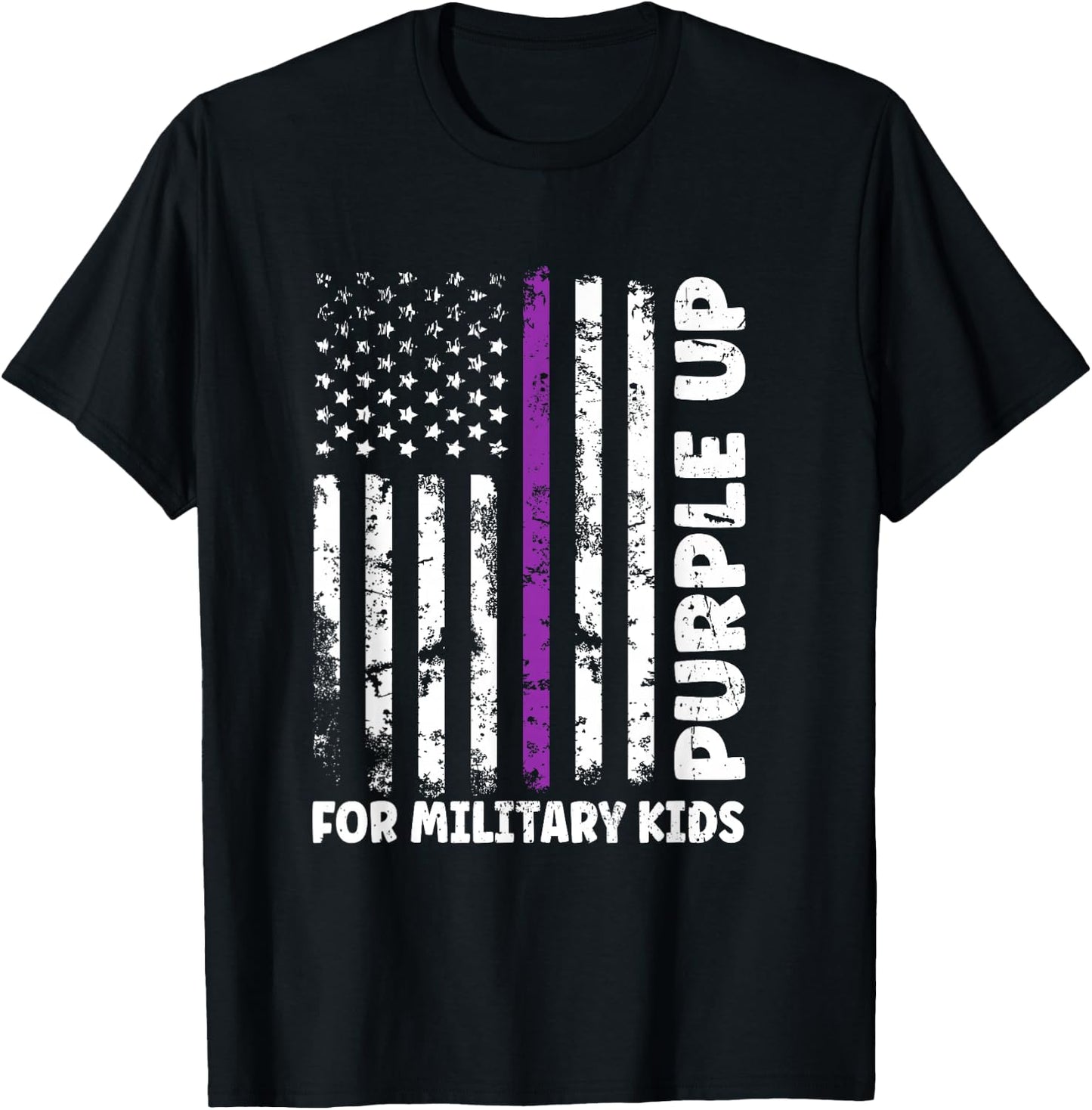 Purple Up for Military Kids Shirt Month Military Child Flag T-Shirt - T-Shirt | Black