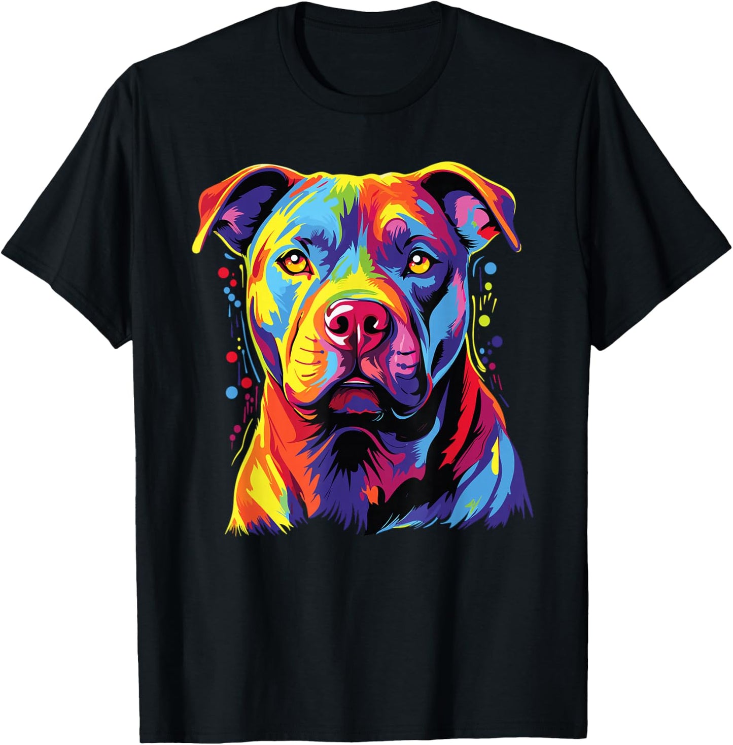 Watercolour Colourful Staffordshire Bull Terrier Dogs T-Shirt - T-Shirt | Black