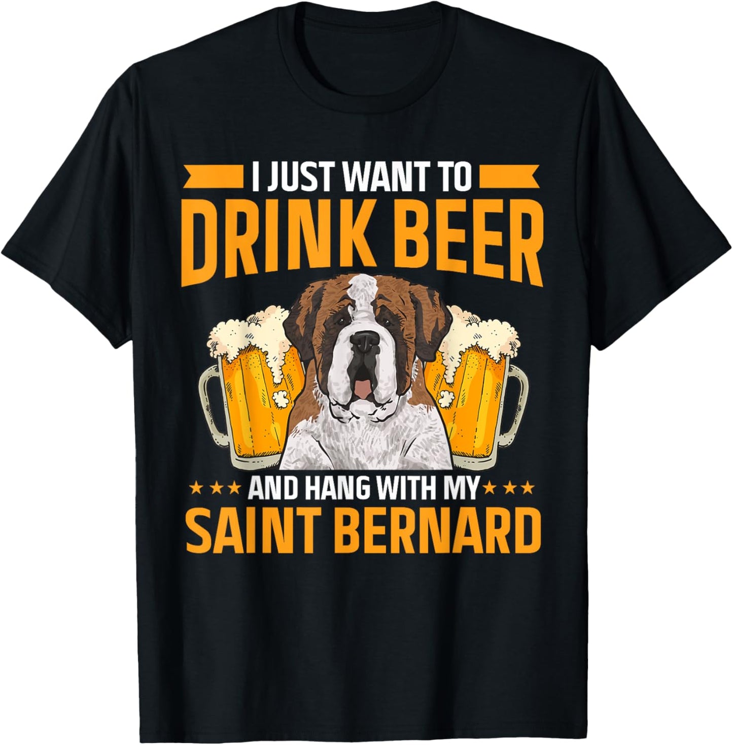Saint Bernard Dog Drinking Beer St. Bernard Men Women T-Shirt - T-Shirt | Black