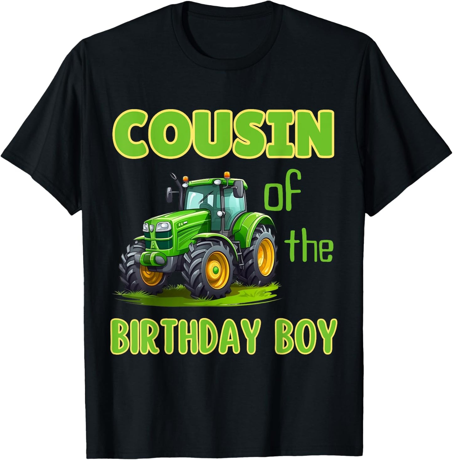 Cousin of Birthday Boy Family Tractors Party Farming T-Shirt - T-Shirt | Black