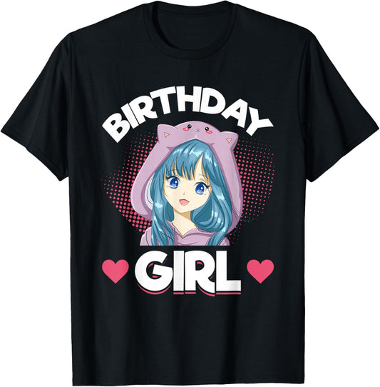 Anime Manga Birthday Girl Birthday T-Shirt - T-Shirt | Black