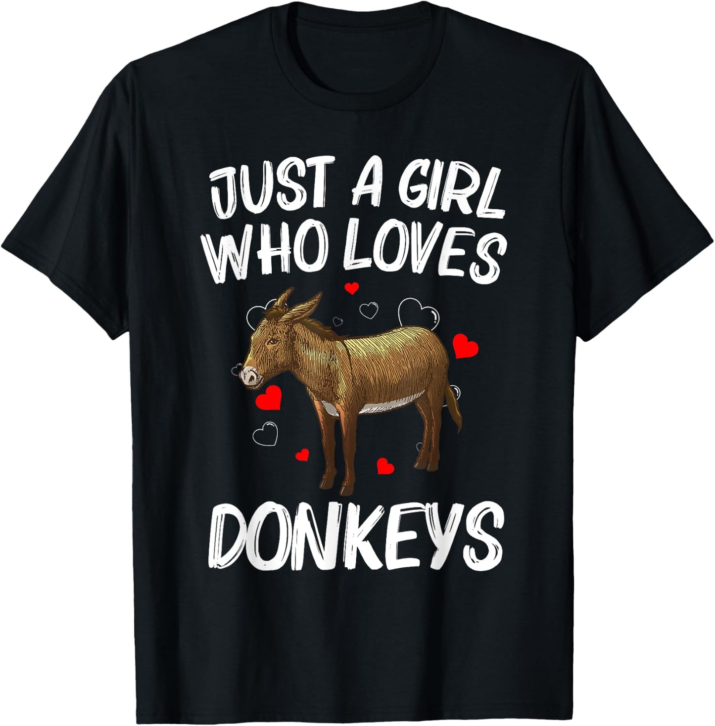 Funny Donkey Design Girls Mule Animal Farming T-Shirt - T-Shirt | Black