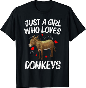 Funny Donkey Design Girls Mule Animal Farming T-Shirt - T-Shirt | Black