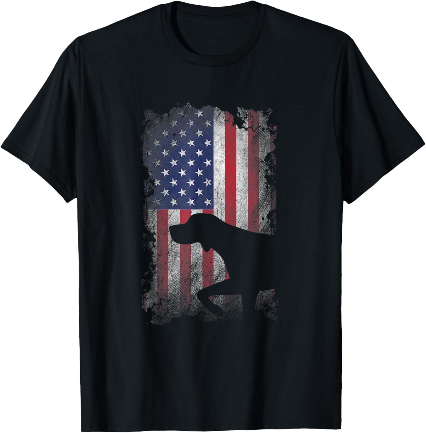 Patriotic German Shorthaired Pointer American Flag GSP Dog T-Shirt - T-Shirt | Black