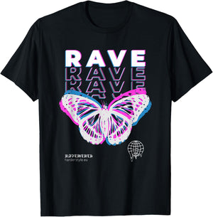 Rave Butterfly Techno Hardtechno Raving T-Shirt - T-Shirt | Black