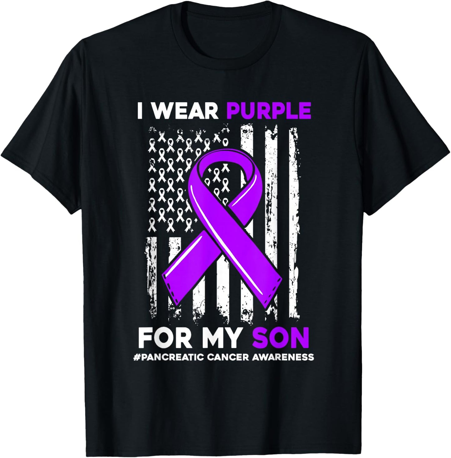 I Wear Purple For My Son Pancreatic Cancer Awareness T-Shirt - T-Shirt | Black