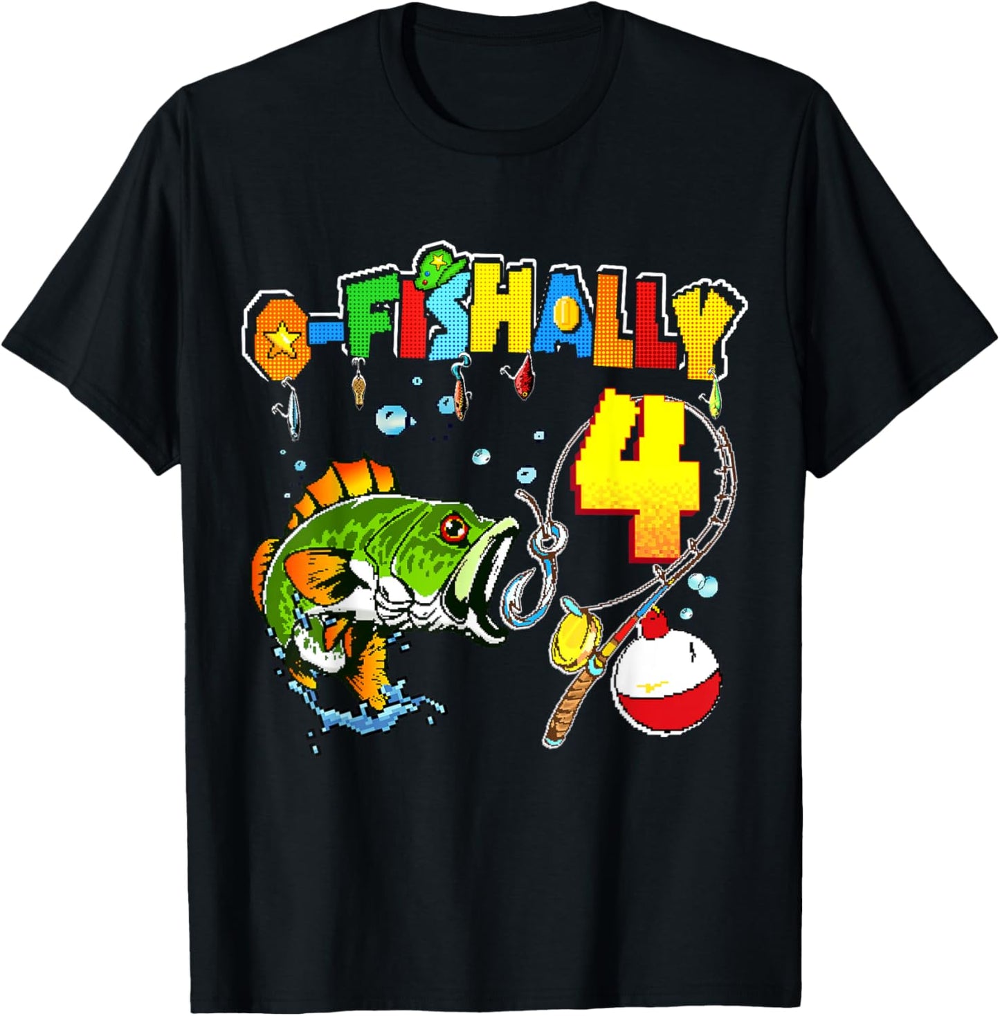 O’fishally 4 Kids 4th Birthday Theme For Boys And Girls T-Shirt - T-Shirt | Black