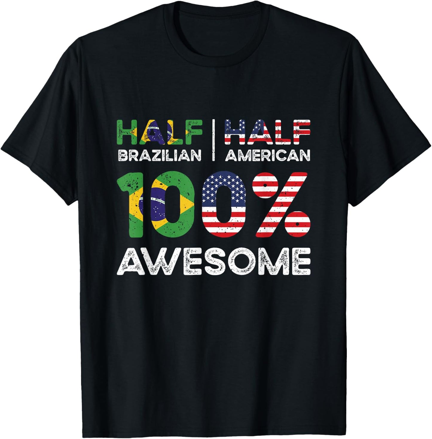 Brazilian American Patriot USA Grown Brazil US Flag T-Shirt - T-Shirt | Black