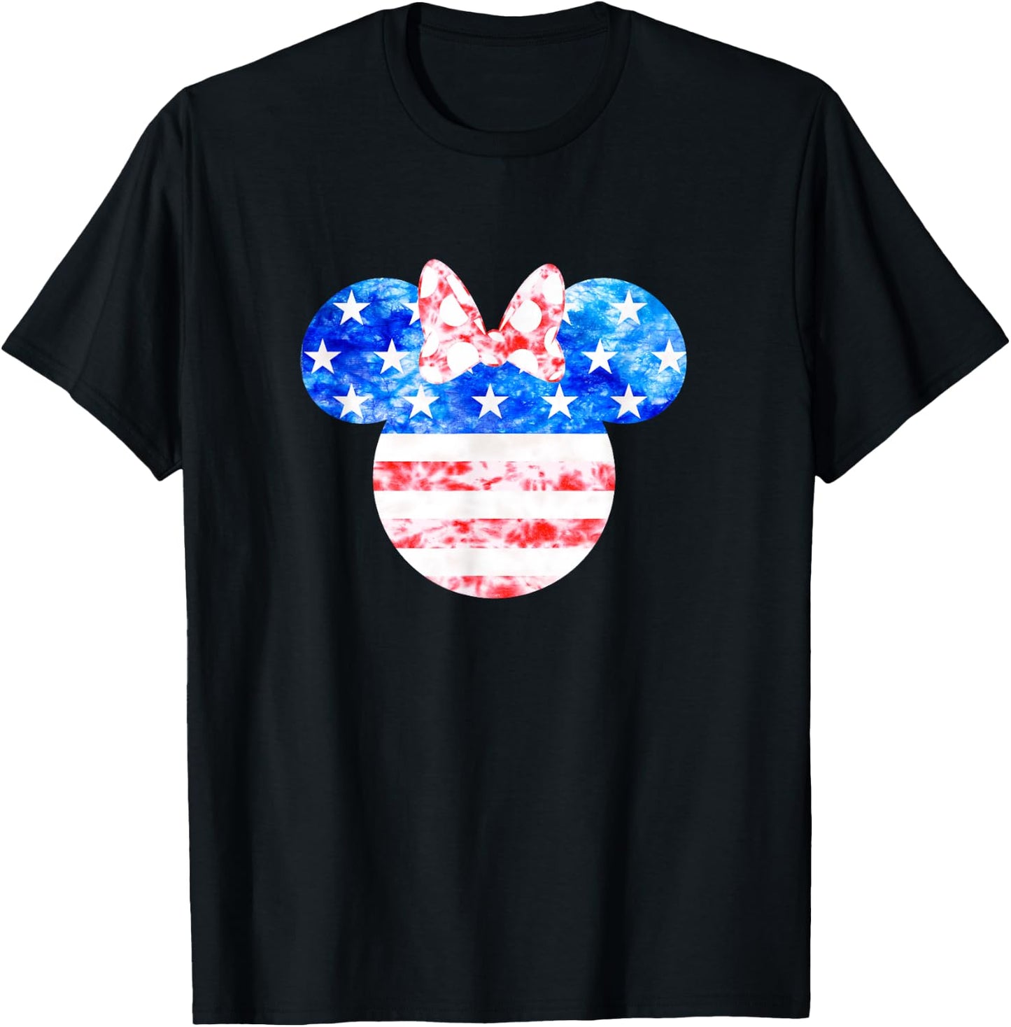 Disney Minnie Mouse American Flag Tie Dye T-Shirt - T-Shirt | Black