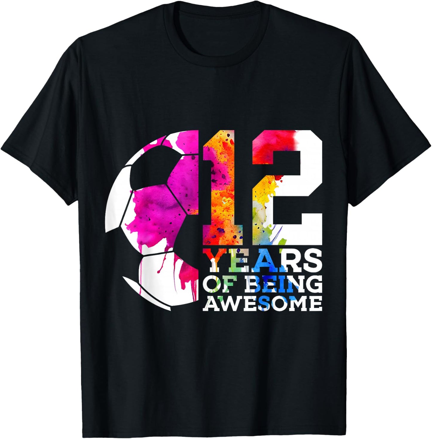 12 Years of Being Awesome Football 12th Birthday T-Shirt - T-Shirt | Black