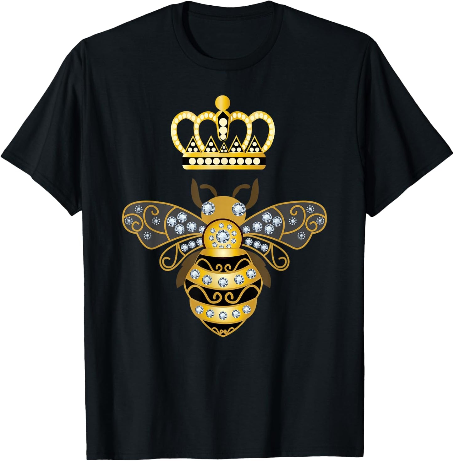 Queen Bee Crown Women Men Girls Honey Hive Beekeeping Bee T-Shirt - T-Shirt | Black