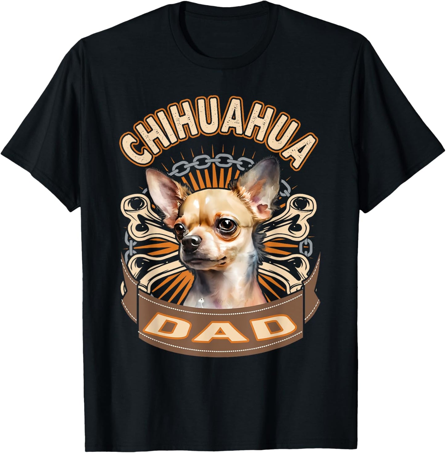 Retro Vintage Chihuahua Dad Funny Chihuahuas Pet Owners Gift T-Shirt - T-Shirt | Black