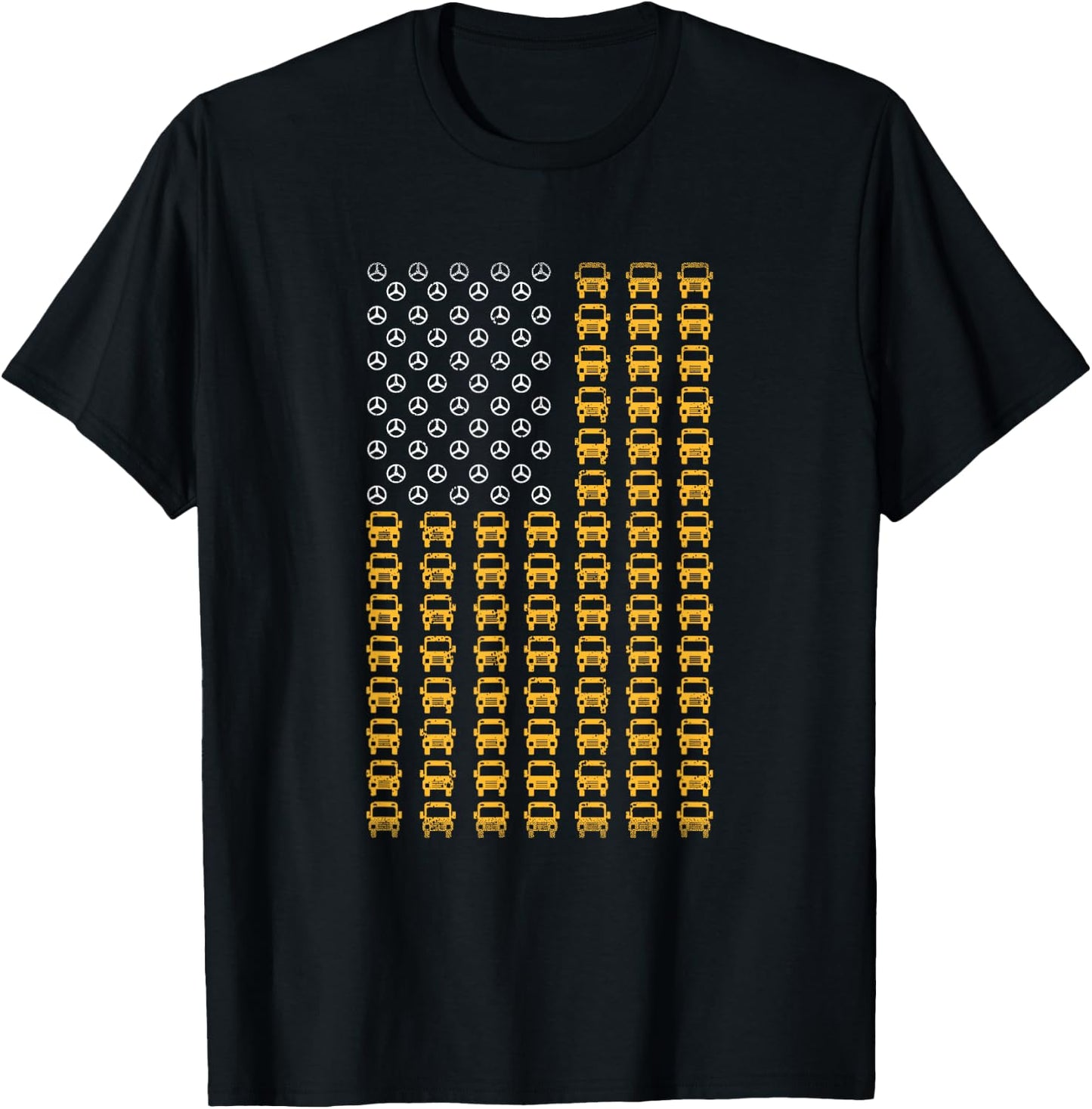 American Flag School Bus Driver - Patriotic Bus Driver USA T-Shirt - T-Shirt | Black