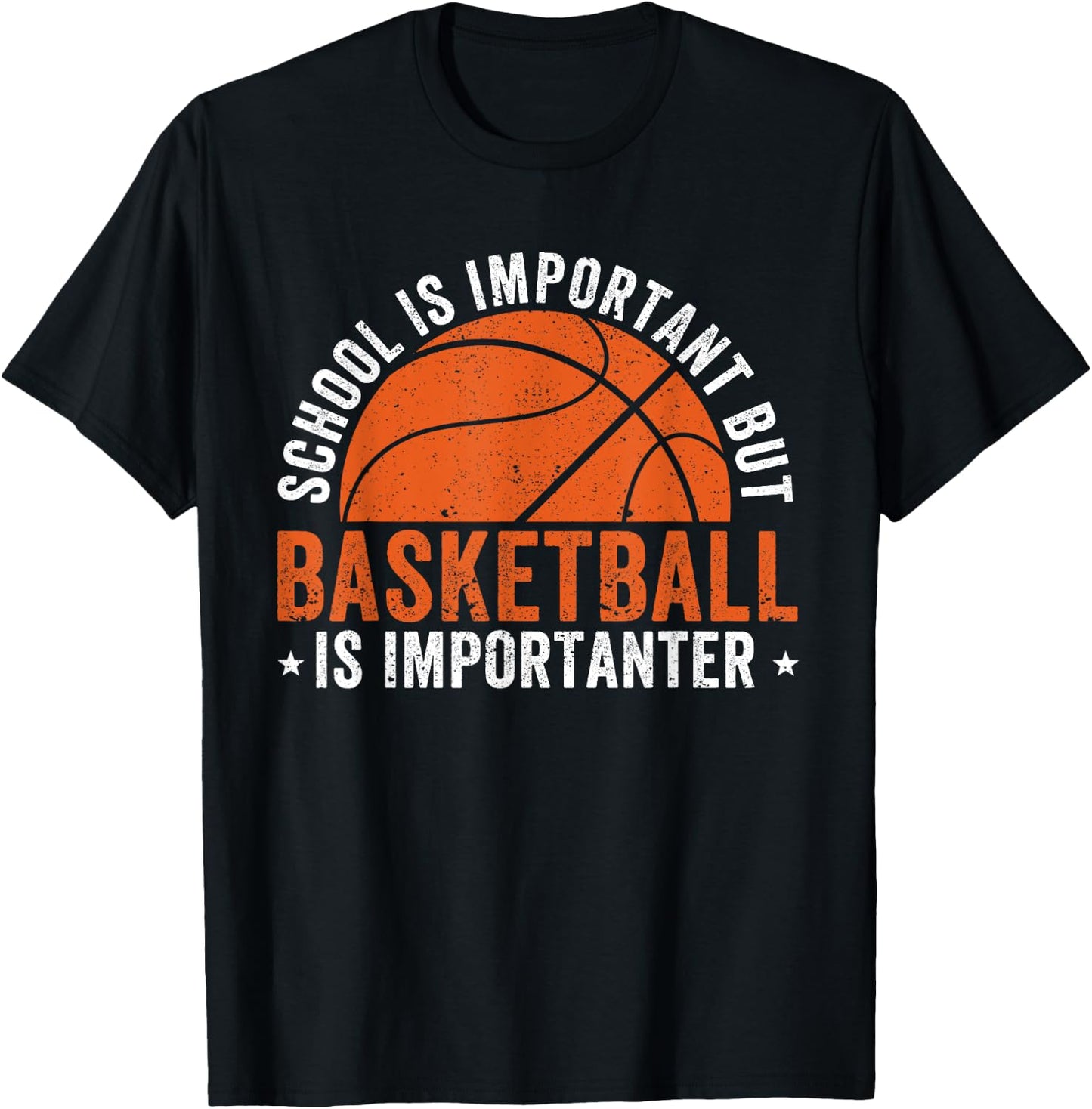 School is Important but Basketball Is Importanter T-Shirt - T-Shirt | Black