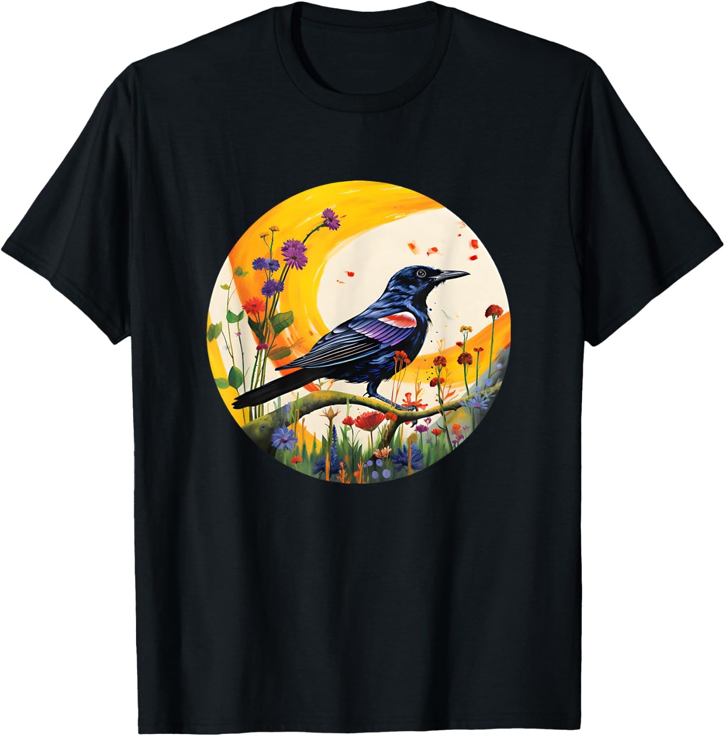 Backyard Birder Watching Watchers Birding Redwing Blackbird T-Shirt - T-Shirt | Black