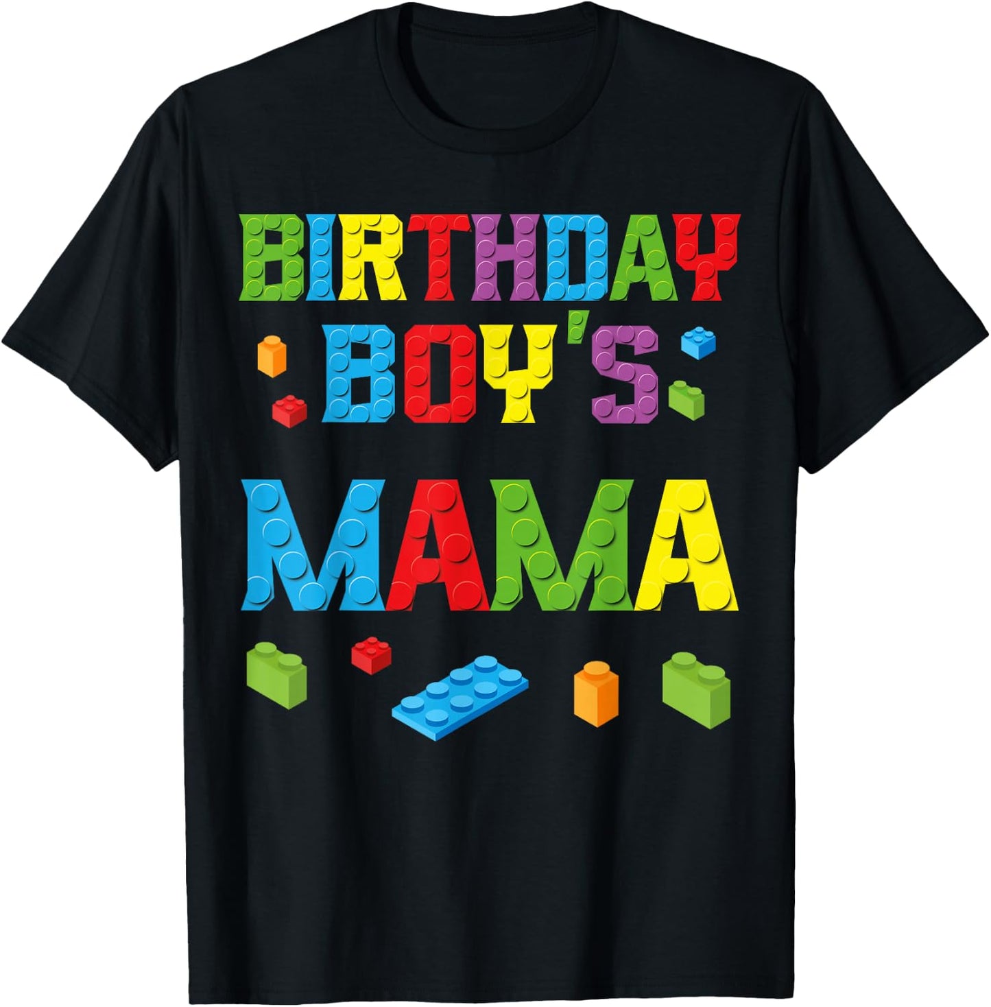 Master Builder Birthday Boy's Mama Building Bricks Blocks T-Shirt - T-Shirt | Black
