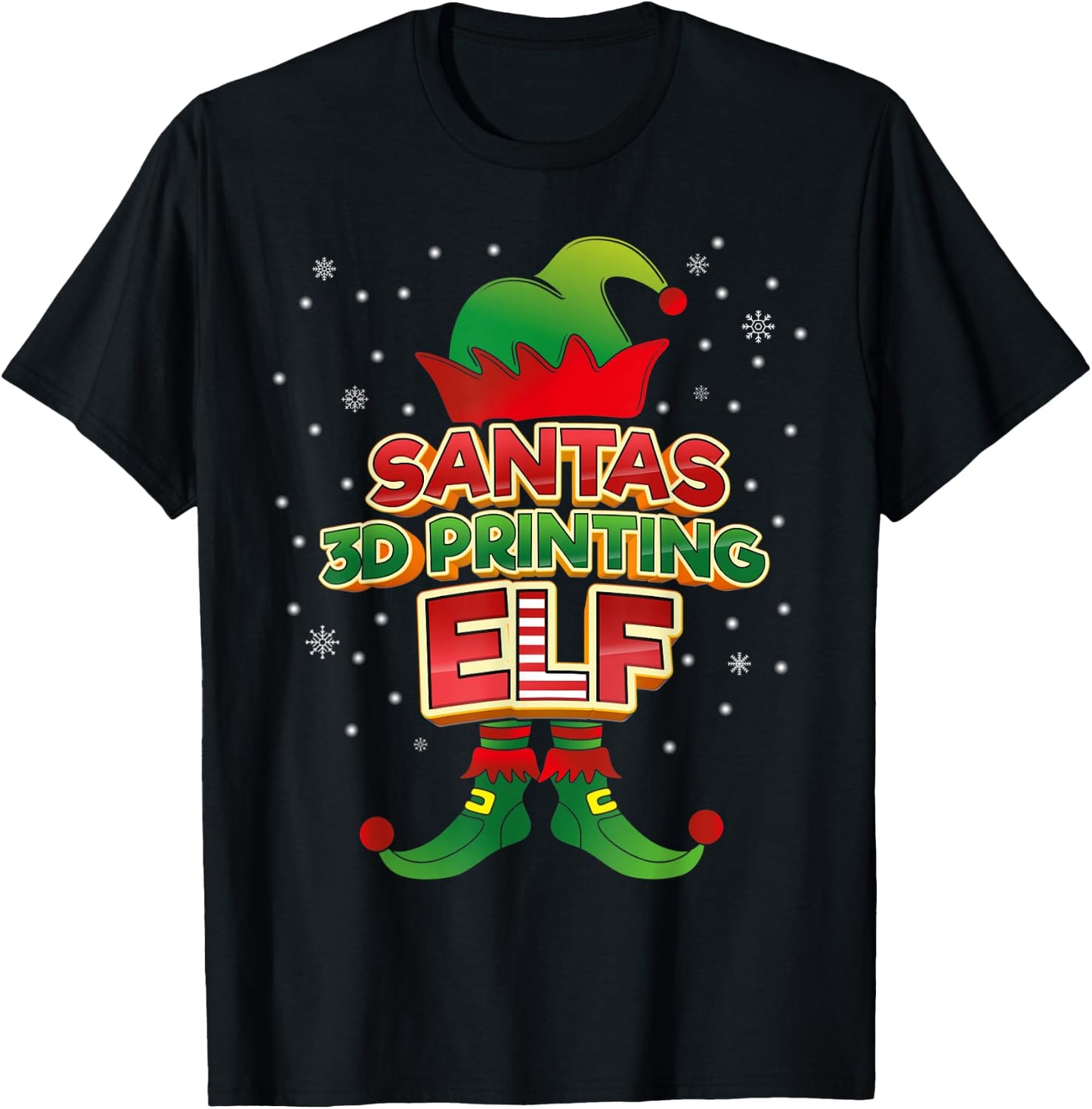3D Printing Elf Christmas Matching Costumes X-Mas T-Shirt - T-Shirt | Black