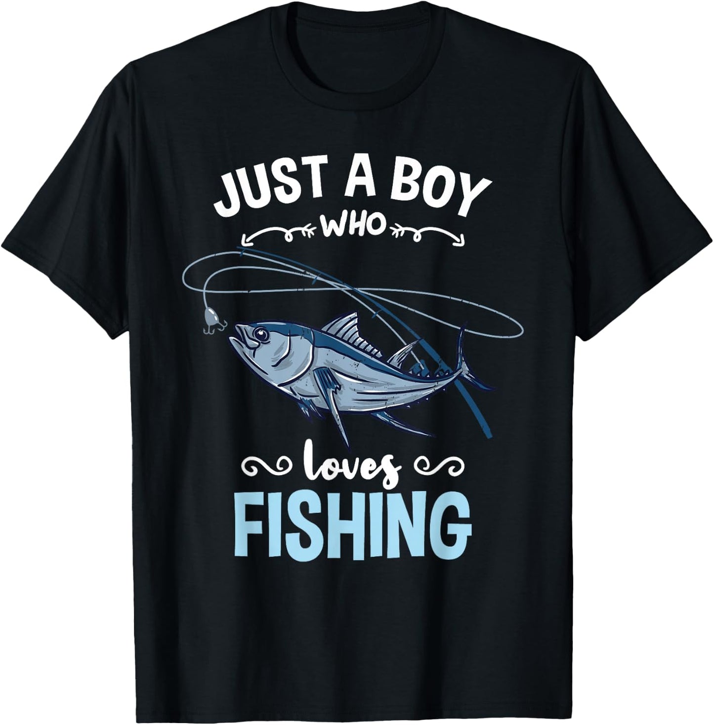 Just A Boy Who Loves Fishing T-Shirt - T-Shirt | Black