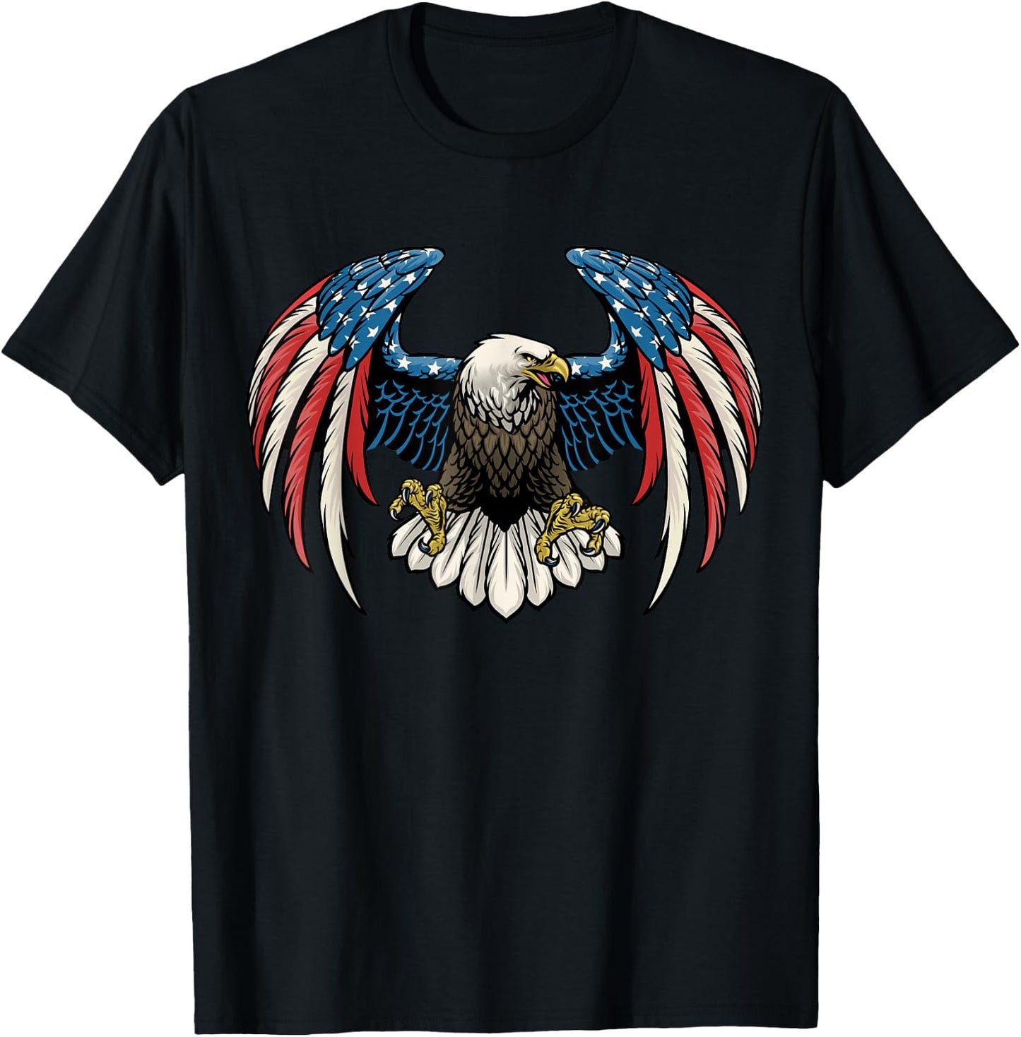 Bald Eagle With American Flag T-Shirt - T-Shirt | Black