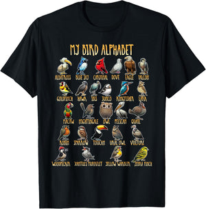 My Bird Alphabet - Bird Species for Children, Men, Women T-Shirt - T-Shirt | Black
