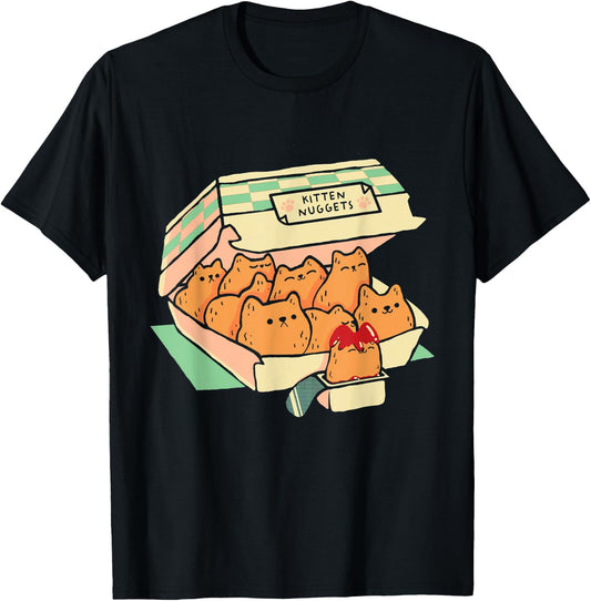 Kitten Nuggets Fast Food Cat Cute Chicken Nugget Lover T-Shirt - T-Shirt | Black