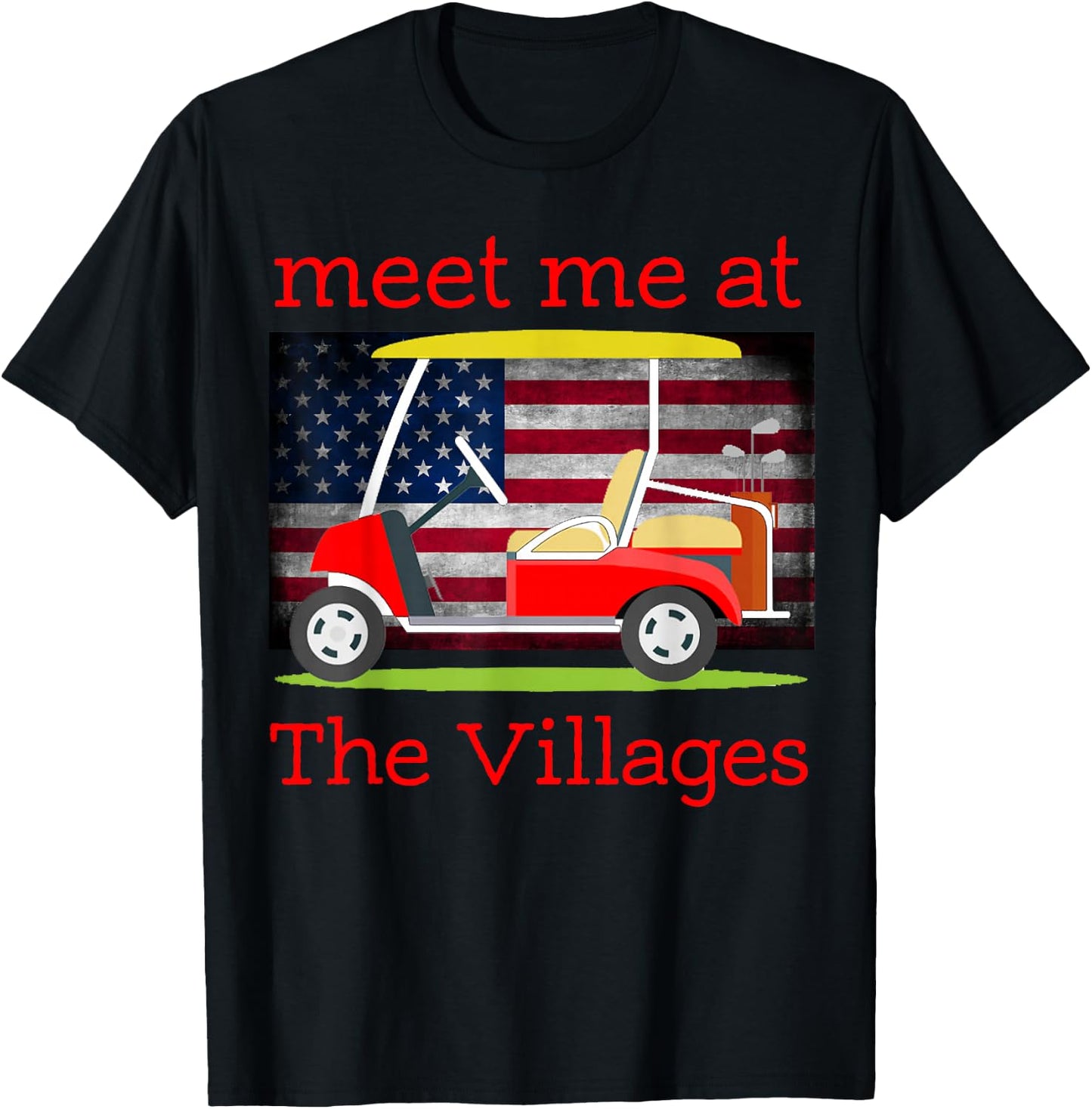 The Villages Florida Retirement American Flag T-Shirt - T-Shirt | Black