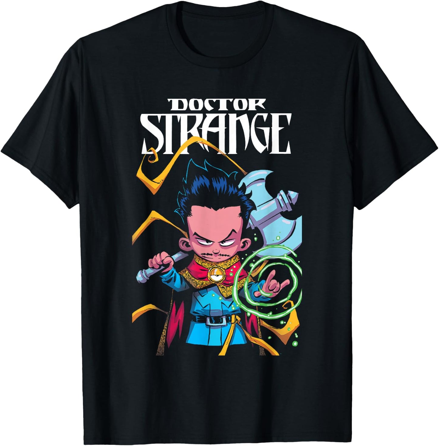 Marvel Comics Retro Classic Dr. Strange Cartoon Chibi Poster T-Shirt - T-Shirt | Black